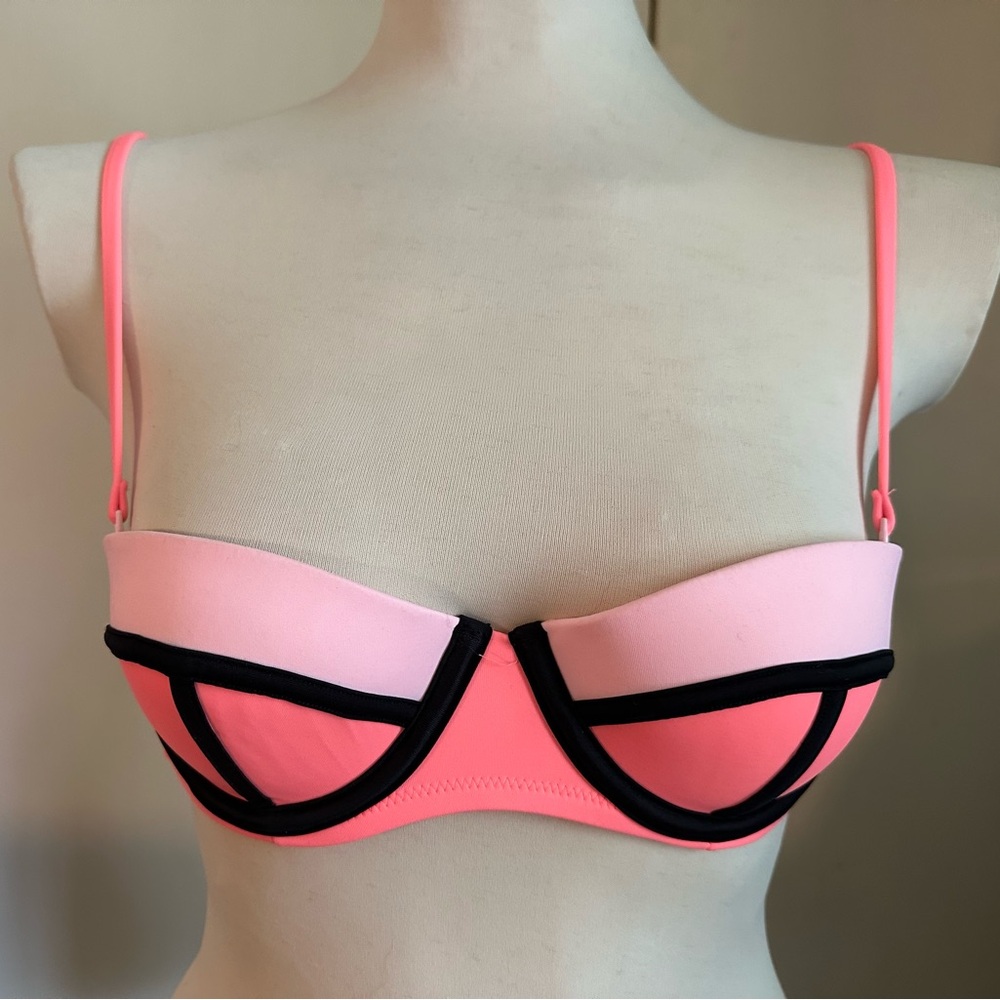Victorias Secret VS PINK Color Block Swim Underwire Bikini Top Adjust Strap 34A